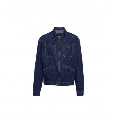 PRADA LOGO-APPLIQUÉ DENIM JACKET 